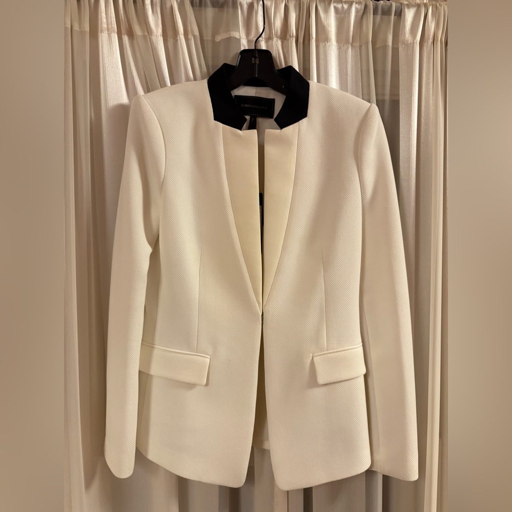 Stylish, one of a kind White Blazer with Black Collar